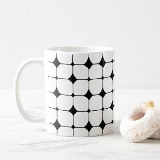 Mid Century Modern Black White Geometric Pattern  