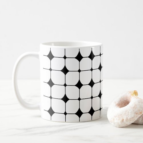 Mid Century Modern Black White Geometric Pattern   Coffee Mug