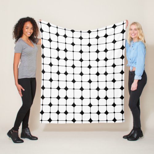 Mid Century Modern Black White Geometric Pattern   Fleece Blanket