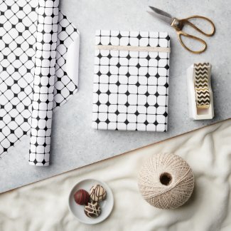 Mid Century Modern Black White Geometric Pattern 