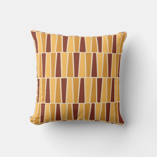 Mid Century Modern Blocks in Earthy Tones Throw Pillow (Front)