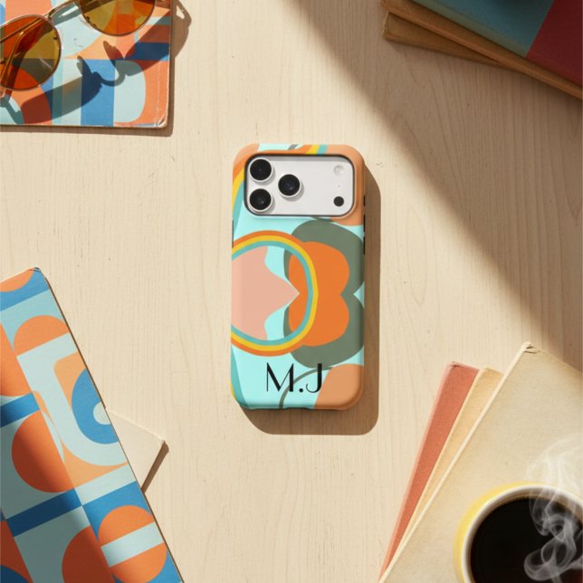 Mid Century Modern Blue 70s Retro Groovy Abstract Case-Mate iPhone Case (Creator Uploaded)