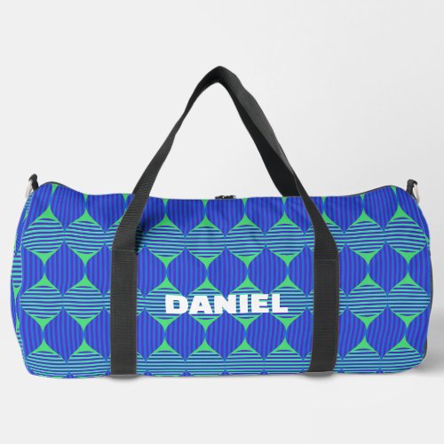 Mid Century Modern Blue and Green Abstract Duffle Bag