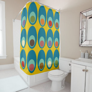 Mid-Century Modern Blue Eggs  Shower Curtain