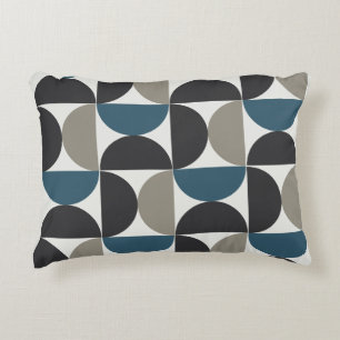Mid-Century Modern Blue Gray Gunmetal Accent Pillow