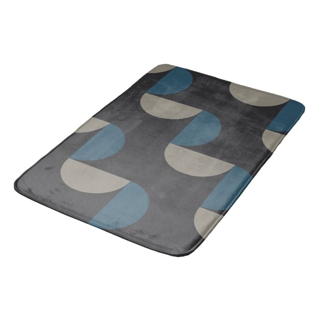 Mid-Century Modern Blue Gray Gunmetal    Bath Mat (Angled)