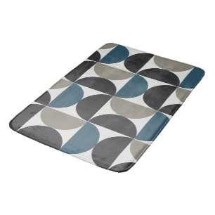 Mid-Century Modern Blue Gray Gunmetal   Bath Mat