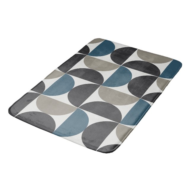 Mid-Century Modern Blue Gray Gunmetal   Bath Mat (Angled)