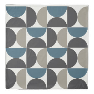 Mid-Century Modern Blue Gray Gunmetal    Duvet Cover