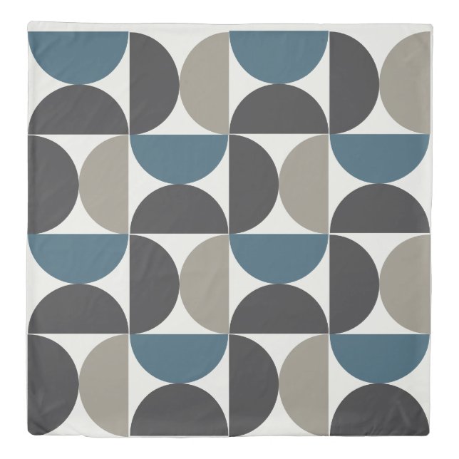 Mid-Century Modern Blue Gray Gunmetal    Duvet Cover (Front)