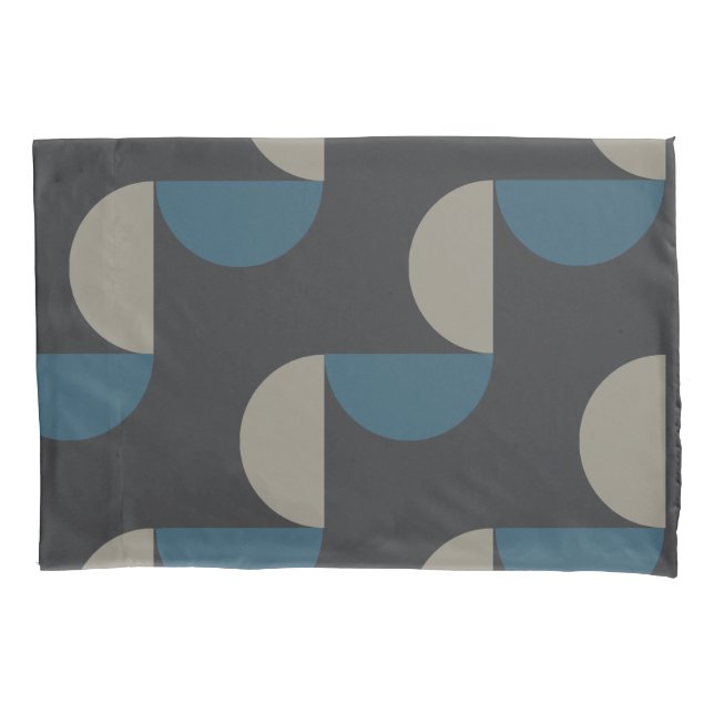 Mid-Century Modern Blue Gray Gunmetal     Pillow Case (Front)