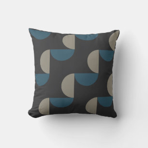 Mid-Century Modern Blue Gray Gunmetal    Throw Pillow