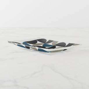 Mid-Century Modern Blue Gray Gunmetal     Trinket Tray