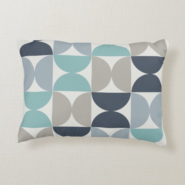 Mid-Century Modern blue green and grey    Accent Pillow (Back)