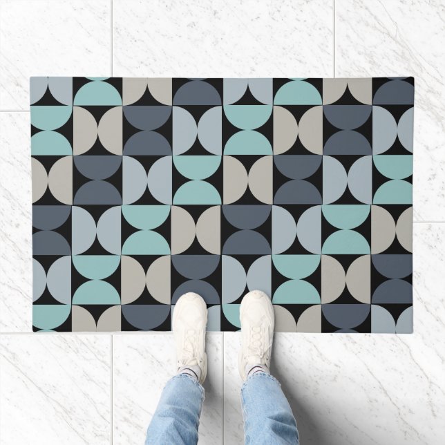 Mid-Century Modern blue green and grey   Doormat (Indoor)