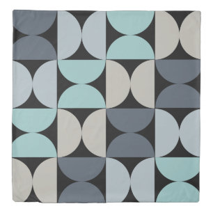 Mid-Century Modern blue green and grey   Duvet Cover
