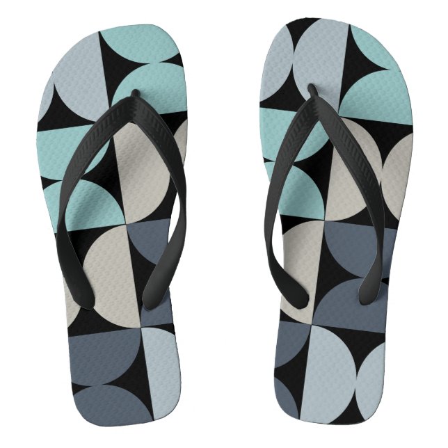 Mid-Century Modern blue green and grey   Flip Flops (Footbed)