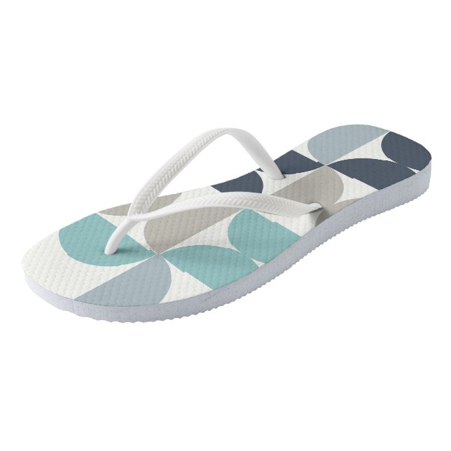 Mid-Century Modern blue green and grey  Flip Flops (Angled)