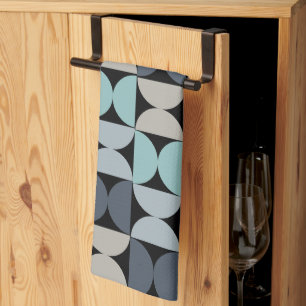 Mid-Century Modern blue green and grey   Kitchen Towel