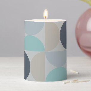 Mid-Century Modern blue green and grey Pillar Candle
