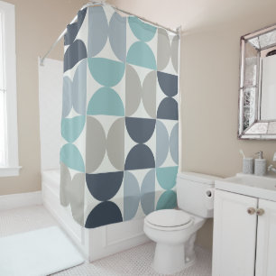 Mid-Century Modern blue green and grey Shower Curtain