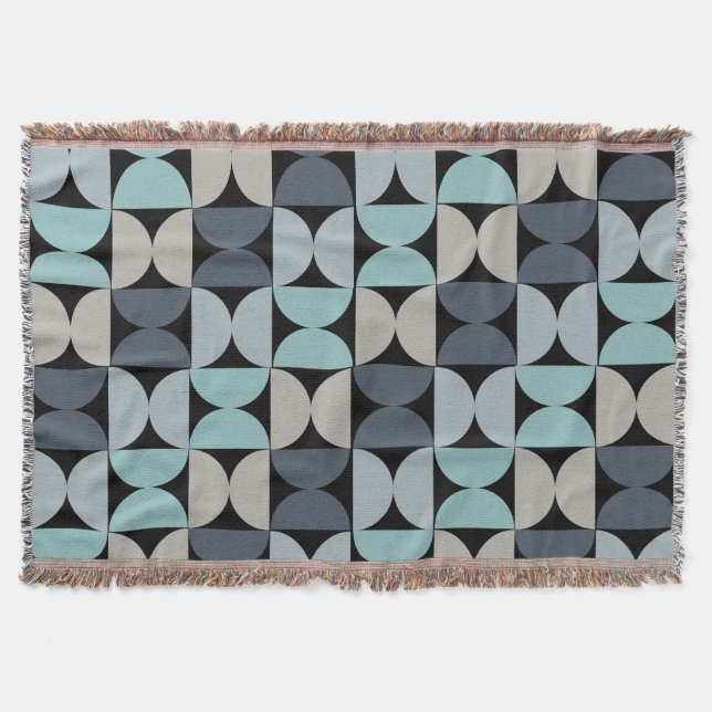Mid-Century Modern blue green and grey   Throw Blanket (Front)