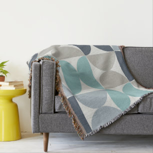 Mid-Century Modern blue green and grey   Throw Blanket