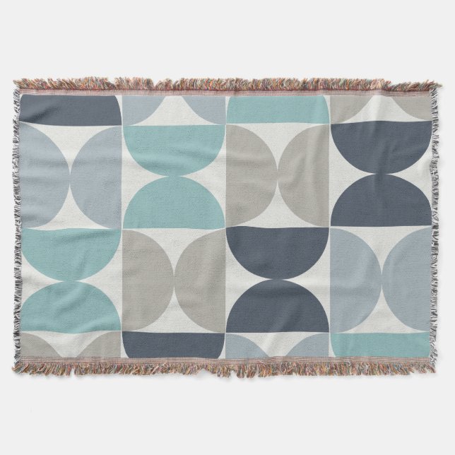 Mid-Century Modern blue green and grey   Throw Blanket (Front)