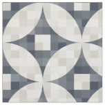 Mid-century modern blue grey &amp; beige check fabric