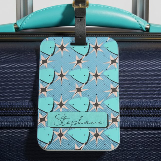 Mid Century Modern Blue Pattern Luggage Tag (Creator Uploaded)