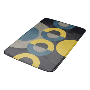 Mid-Century Modern Blue yellow Gunmetal Bath Mat