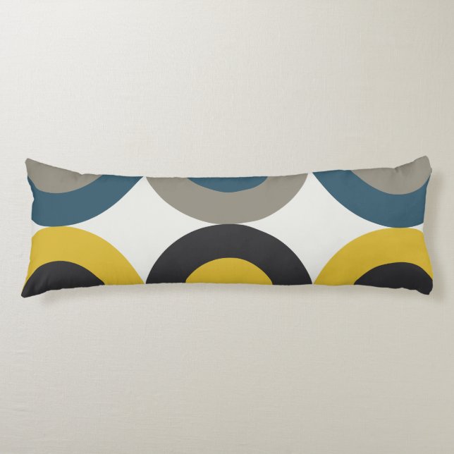 Mid-Century Modern Blue yellow Gunmetal   Body Pillow (Front)