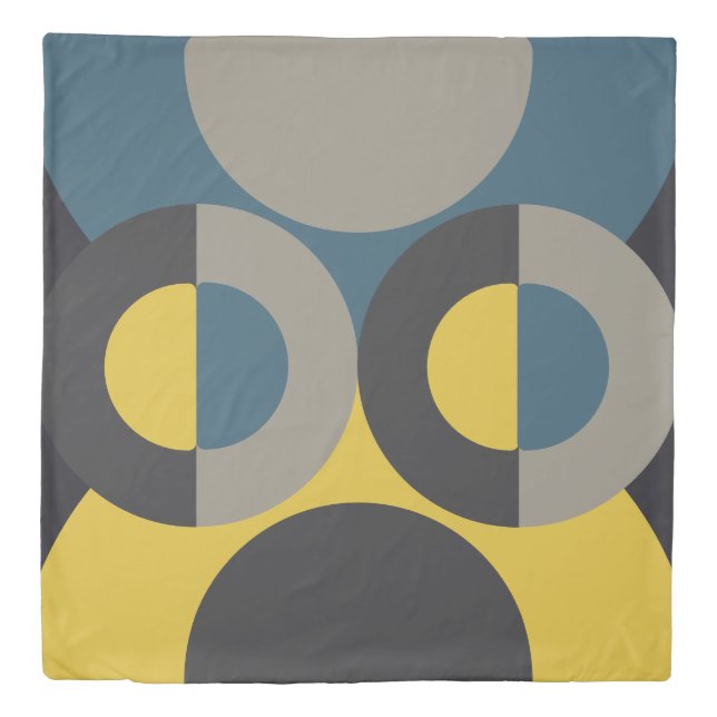 Mid-Century Modern Blue yellow Gunmetal     Duvet Cover (Front)