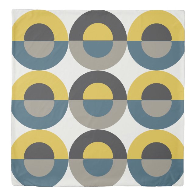 Mid-Century Modern Blue yellow Gunmetal    Duvet Cover (Front)
