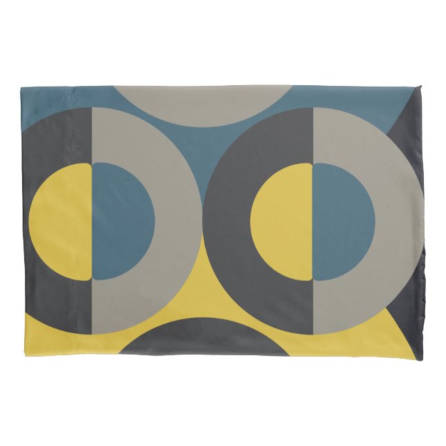 Mid-Century Modern Blue yellow Gunmetal     Pillow Case (Front)