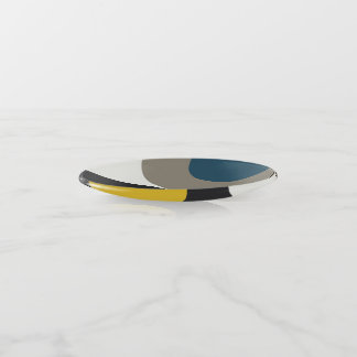 Mid-Century Modern Blue yellow Gunmetal Trinket Tray