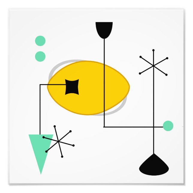 mid century modern blue yellow print (Front)