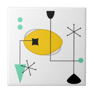 mid century modern blue yellow simple retro ceramic tile