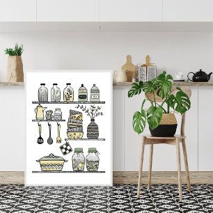 Mid-century modern boho kitchen wall poster