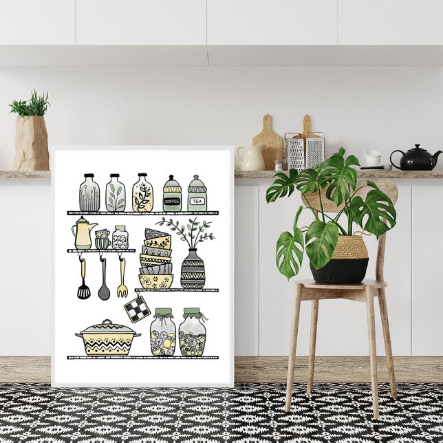 Mid-century modern boho kitchen wall poster (Creator Uploaded)