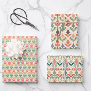 Mid-Century Modern Boho Pastel Art Wrapping Paper Sheets