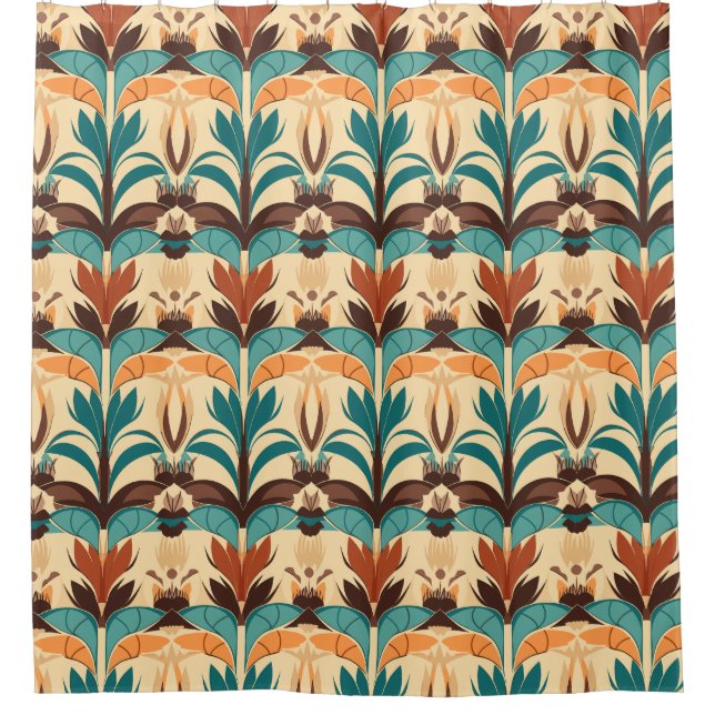 Mid-Century Modern Boho Shower Curtain (Front)