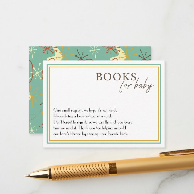Mid-Century Modern Book for Baby Card – Retro Baby (Front/Back In Situ)