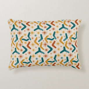 Mid-Century Modern Boomerang & Starburst Retro Accent Pillow