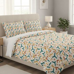 Mid-Century Modern Boomerang & Starburst Retro Duvet Cover