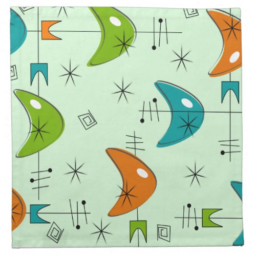 Mid_Century Modern Boomerangs and Stars Cloth Napkin