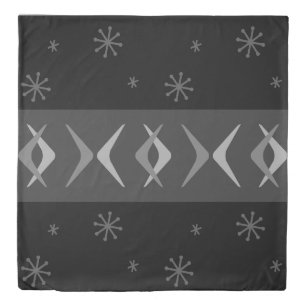 Mid Century Modern Boomerangs Black Duvet Cover