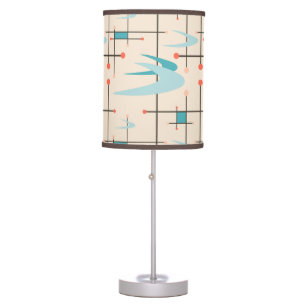 Mid Century Modern Boomerangs, Blue, Pink Table Lamp