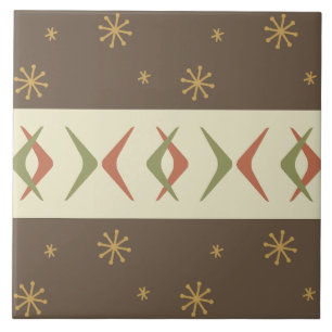 Mid Century Modern Boomerangs Multicolored Ceramic Tile