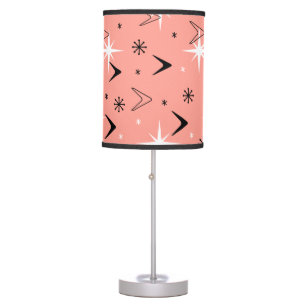 Mid Century Modern Boomerangs Salmon Pink Table Lamp